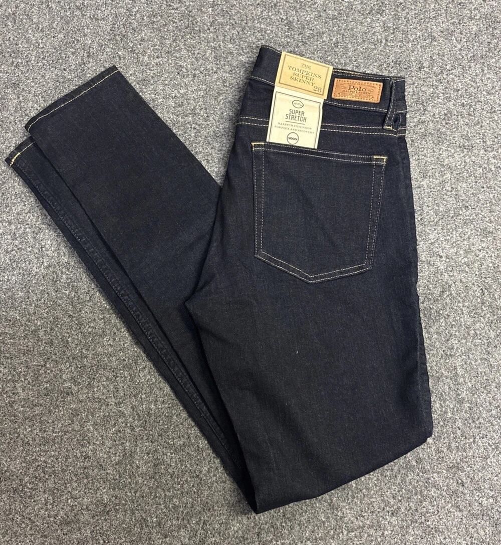 NWT Polo Ralph Lauren Women's 28 Dark Wash Tompkins Super Skinny Jeans Stretch